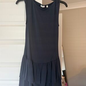 Aritzia Tiered Ruffle Dress in Navy